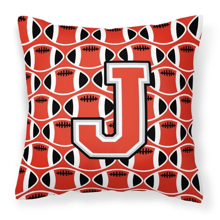 Letter J Football Scarlet and Grey Fabric Decorative Pillow