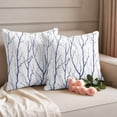 thumbnail image 2 of Navy Blue Branches Outdoor Waterproof Pillow Covers, Modern Abstract Art Forest Silhouettes Decorative Square Throw Pillowcase Sofa Cushion Sham for Patio/Couch/Chair, 24"x24" 2 Pack, 2 of 8