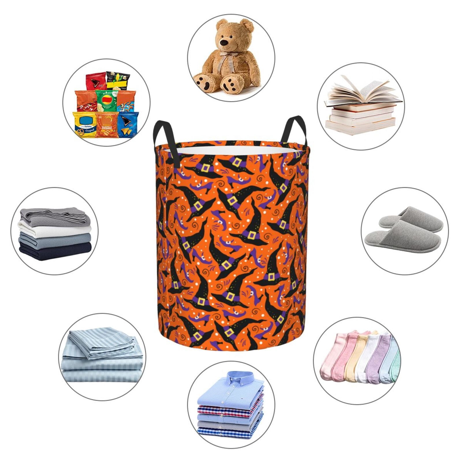 Large Laundry Basket with Handles - halloween hat Patterns Kids Baby Dirty Clothes Laundry Hamper for Bedroom Aesthetic