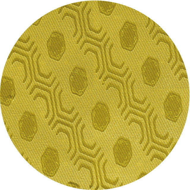 Ahgly Company Tapis d'Intérieur Lavables à la Machine, Ronds, Transitionnels, Marron, Tiges Dorées Foncées, Ronds de 3'