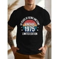 thumbnail image 1 of Camiseta gráfica ligera "50 años de ser increíble" de 1975 para hombre. Cuello redondo, manga corta, algodón ligero. Camiseta de verano., 1 of 5
