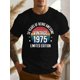 thumbnail image 1 of Camiseta gráfica ligera "50 años de ser increíble" de 1975 para hombre. Cuello redondo, manga corta, algodón ligero. Camiseta de verano., 1 of 5
