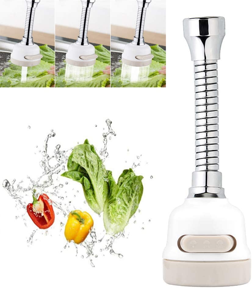 360° Swivel Faucet Splash, 2pcs Faucet Sprayer 3 Gear Adjustable, Water Saver Water Flow Settings for Kitchen, Bathroom Faucet