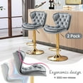 thumbnail image 4 of SLEERWAY Modern Swivel Bar Stools Set of 2 Counter Stools for Kitchen Counter Velvet Bar Chairs Gold Barstools Bar Height Kitchen Stools for Island Back Sillas para Barra De Cocina (2 Pack, Grey), 4 of 10
