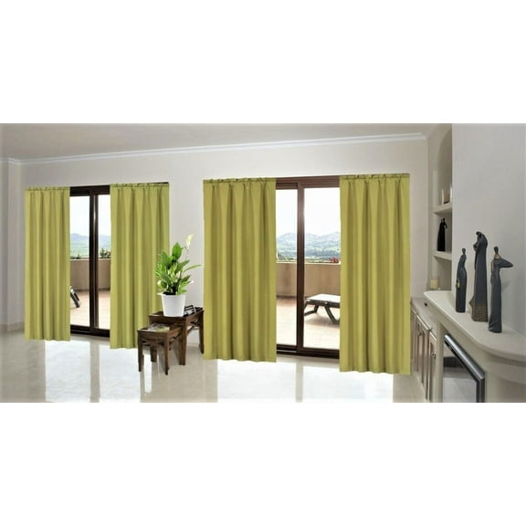 1 Panel Lined Blackout Window Curtain Treatment Drape Rod Pocket Light Filtering 84"long ,Matte LIME R64