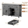 thumbnail image 6 of VVFLU 55" Sideboard Buffet Cabinet with Storage, Coffee Bar Cabinet with 2 Drawers and 4 Barn Doors, Long Storage Cabinet Modern Farmhouse, Grey Wood, for Kitchen, Dining Room, Living Room, 6 of 7