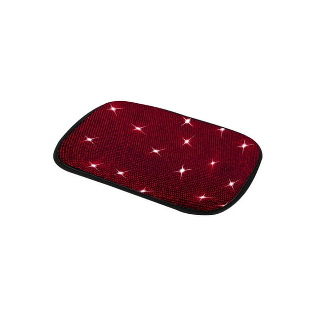koolsoo Bling Crystal Arm Rest Cushion Pads Truck Interior Decor Luster Accessories Soft Red