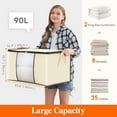 thumbnail image 3 of Lifewit 90L Large Storage Bags, 6 Pack Closet Organizers and Storage, Clothes Foldable Storage Bins with Reinforced Handles, Storage Containers for Clothing, Blanket, Comforters, Bedding, Beige, 3 of 8