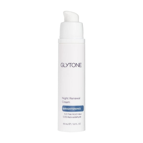 Glytone Crème de Renouvellement Nocturne avec 5,5 d'Acide Libre, Acide Glycolique et Rétinaldéhyde, Améliore l'Élasticité de la Peau, Réduit l'Apparence des Ridules et des Rides, 1,7 oz.