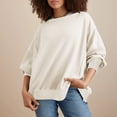thumbnail image 2 of Patlollav Womens Round Neck Loose Soild Long Sleeve Sweatshirts, 2 of 6