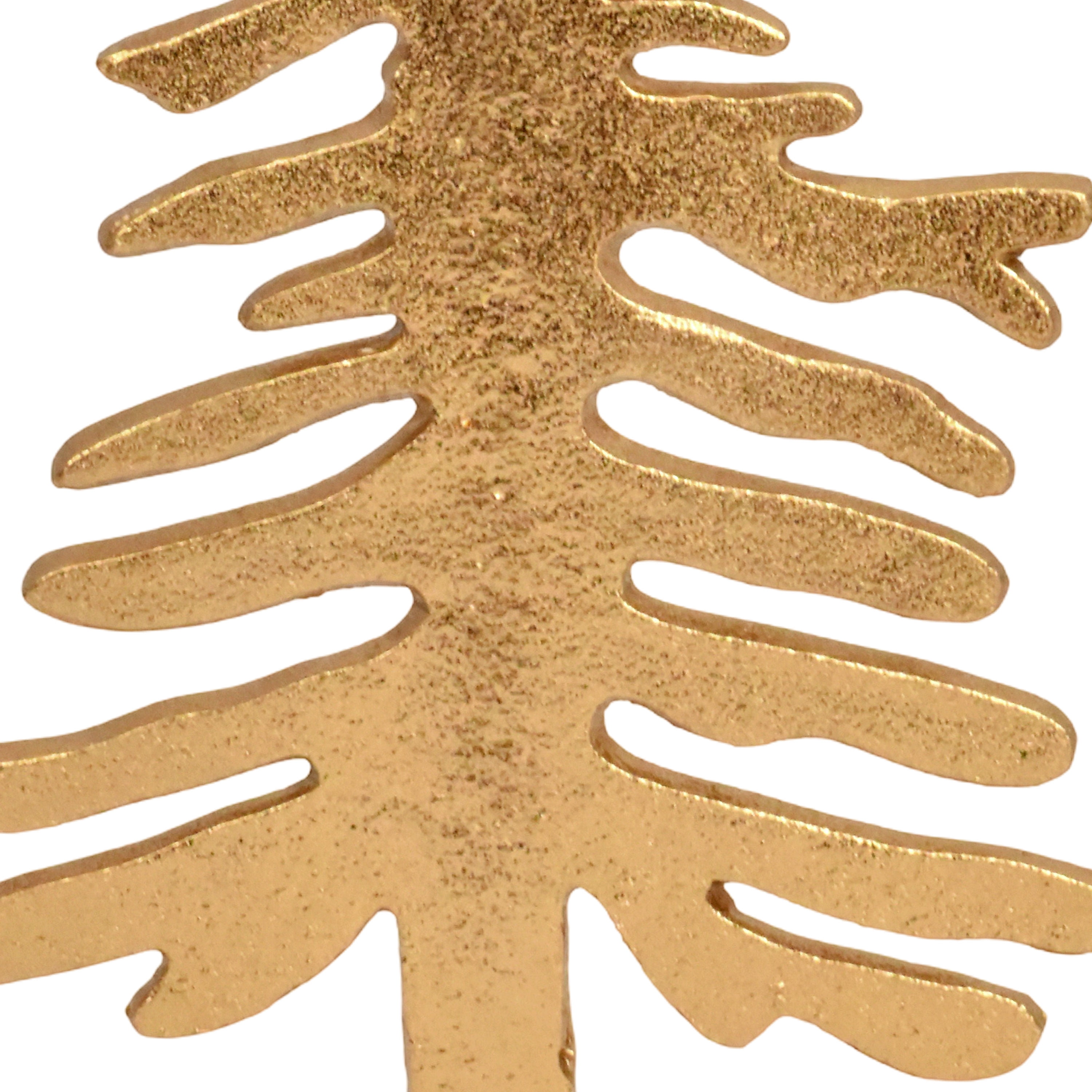 Aluminum Casted Christmas Tree with Wood Base Tabletop Decor, Gold, 12.5 inch, by Holiday Time, Christmas Tree Tabletop Decor