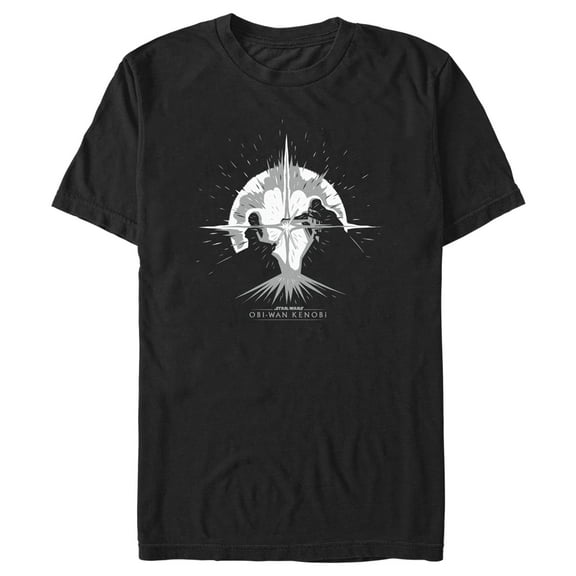 Men's Star Wars: Obi-Wan Kenobi Darth Vader vs Kenobi Silhouette Lightsaber Explosion Graphic Tee Black X Large