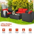 thumbnail image 5 of Costway 8PCS Patio Rattan Cushioned Sofa Chair Coffee Table Garden Red, 5 of 9