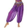 thumbnail image 2 of inhzoy Women's Belly Dance Pants Halloween Carnival Costume Indian Dance Harem Pants Baggy Arabic Purple One Size, 2 of 7