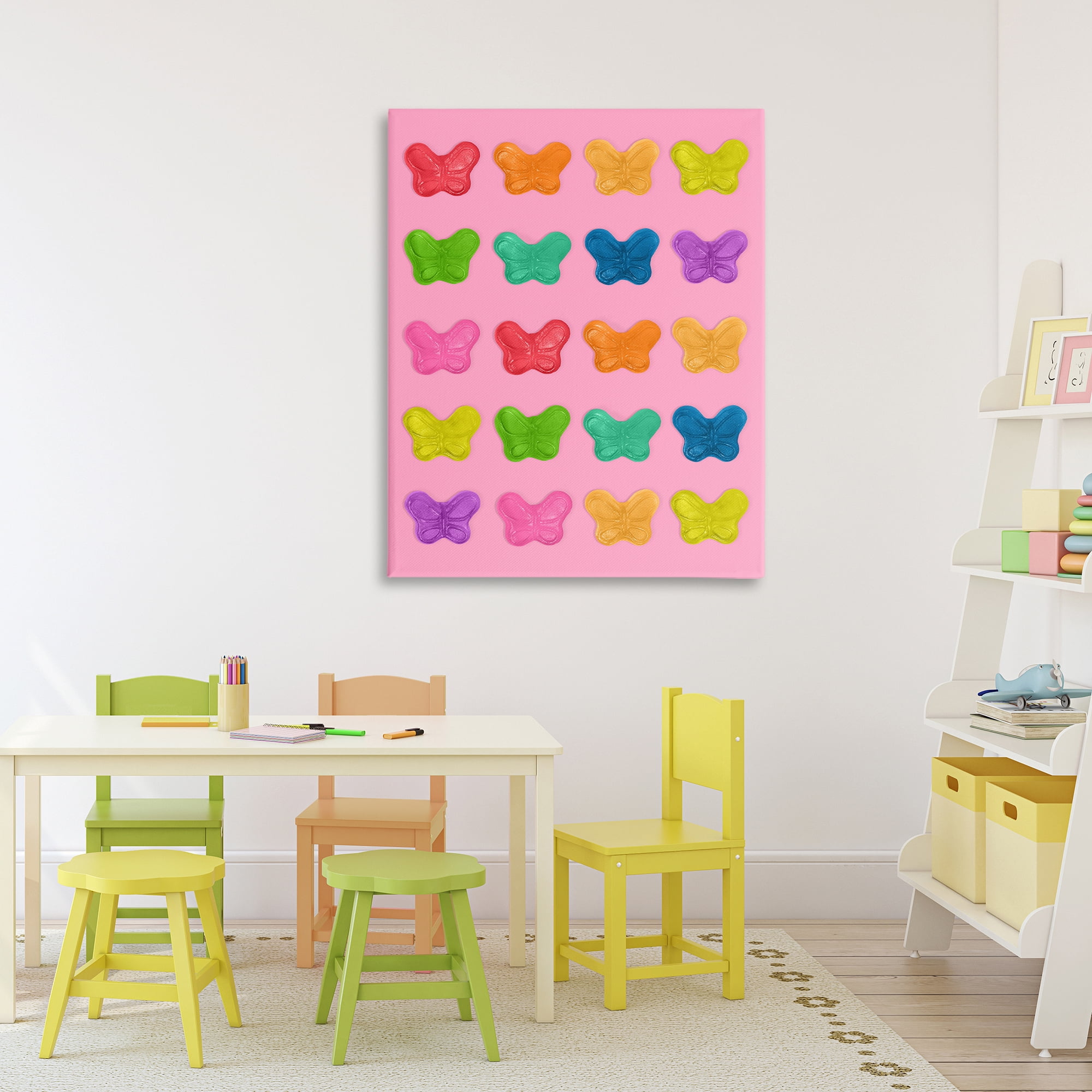 Stupell Industries Colorful Butterflies on Pink Canvas Wall Art, design by LISH Creative