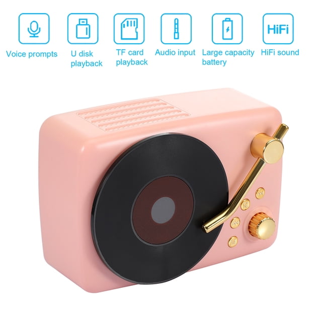 Gwong Electrónica Wireless Bluetooth-Compatible 5.0 Recargable Vintage Gramophone Speaker Player