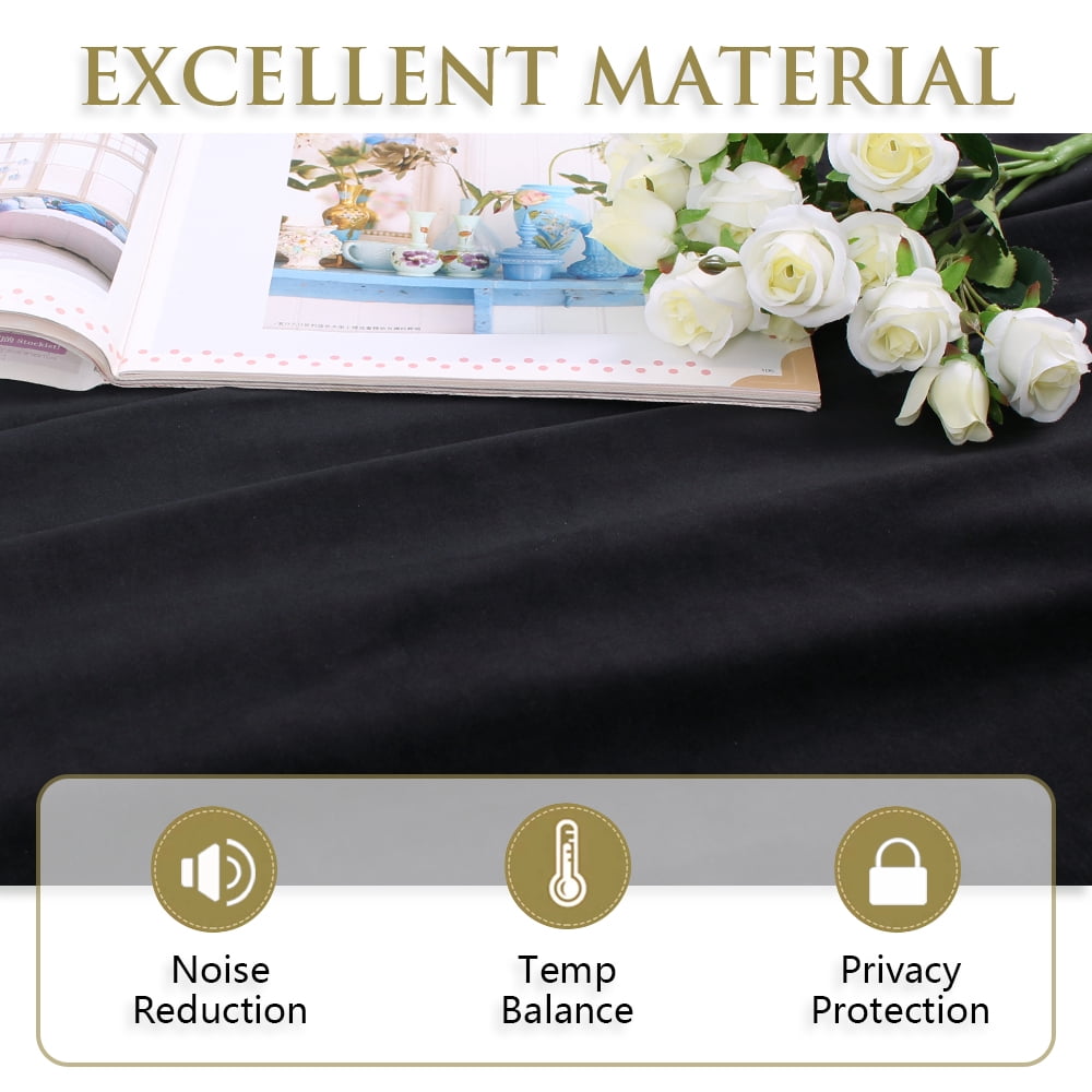 StangH Blackout Velvet Curtains for Bedroom - Super Soft Smooth Soundproof Velvet Drapes with Grommet Heat & Noise Reducing Window Covering for Study Room/Loft, W52 x L63, Black, 2 Pcs