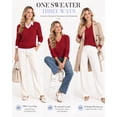 thumbnail image 5 of QUALFORT Women’s V-Neck Cable Knit Sweater, Lightweight Long Sleeve Pullover, Red, Size M, 5 of 7