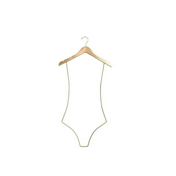 NAHANCO Wooden Body Shape Display Hanger, Natural W/Brushed Chrome Hardware.