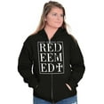 thumbnail image 3 of Redeemed Cross Christian Faith Unisex Fleece Graphic Zip Up Hoodie Brisco Brands 5X, 3 of 5