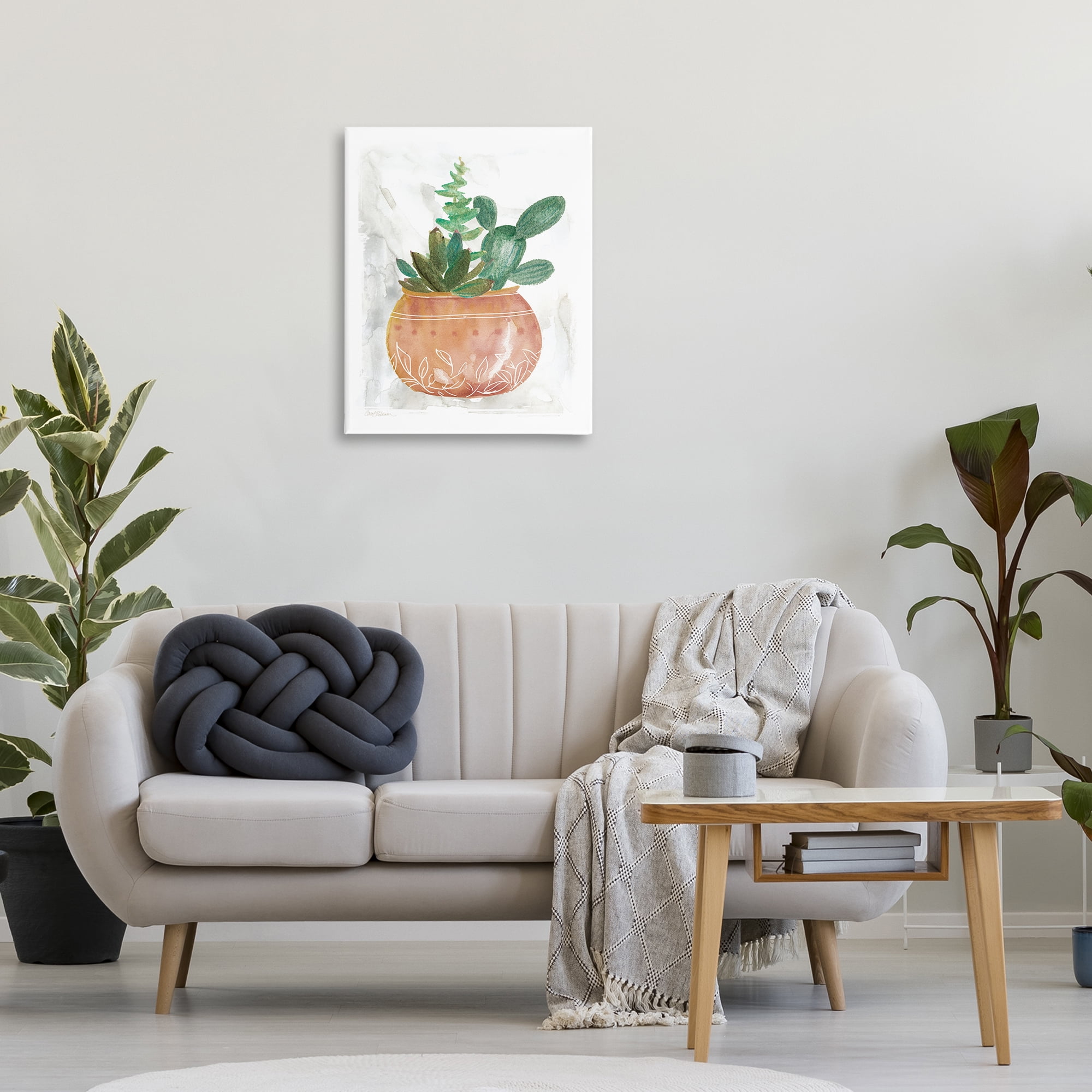 Stupell Industries Succulent Planter Vase Plants & Flowers Painting Wrapped Canvas Art Print Wall Art, 24 x 30