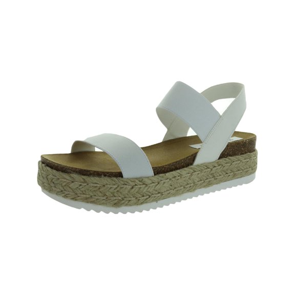 Steve Madden Womens Jaklin Slip-On Platform Espadrilles White 8 Medium (B,M)