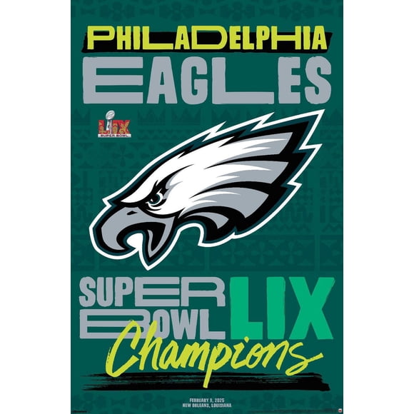 NFL Philadelphia Eagles - Super Bowl LIX Team Logo Wall Poster, 22.375" x 34" Framed