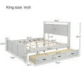 thumbnail image 5 of Bed Frame Farmhouse Style Wood Panel Bed Frame Four Square Poster Bed with Three Storage Drawers, King, Ancient White, 5 of 8
