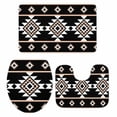 thumbnail image 2 of Aztec Triangle Pattern Bathroom Rugs Set Pink Black White Western Tribal Non Slip Absorbent Soft Bath Mats 3 Piece Set with Bathroom Rug, U-Shaped Floor Mat, Toilet Seat Cover Small Size, 2 of 9