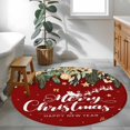 thumbnail image 3 of Red Christmas Round Area Rug 3.3Ft Washable Circle Rugs for Dining Room Table, Xmas Botanical Ball Bell Non-Slip Carpet Floor Mats Indoor Outdoor Carpet Runner Aesthetic Home Decor, 3 of 8