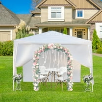 UBesGoo 10' x 10' Canopy Garden Party Tent Outdoor Tent for Parties 4 Sidewalls White
