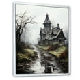 thumbnail image 2 of Designart "Mystic Landscape with a Haunted House" Landscapes Framed Wall Art - Coastal Grey Landscape Cottage Entryway Framed Wall Art Print, 2 of 6
