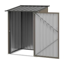 Garden Storage Shed 3.3x3.4ft - Galvanized Steel Outdoor Shed with Lockable Door - Brown Lean-to Tool Shed for Patio, Lawn, Garden Equipment
