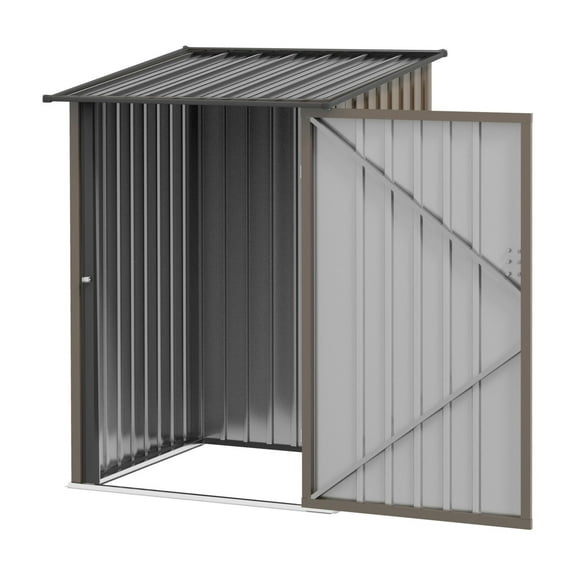 Garden Storage Shed 3.3x3.4ft - Galvanized Steel Outdoor Shed with Lockable Door - Brown Lean-to Tool Shed for Patio, Lawn, Garden Equipment