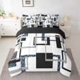 thumbnail image 3 of YST Ensemble de Douillette Mi-Siècle Pleine 7 Pcs pour Adulte Noir Bleu à Rayures Lit Tout-en-un, Ensembles de Literie Modernes à Imprimé Guépard, Ensembles de Lit Réversibles Noir Gris avec Drap Plat et Drap-Housse, Couvre-Oreillers, 3 of 5