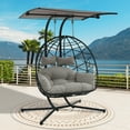 thumbnail image 6 of FKSLIFE Outdoor Indoor Double Hanging Egg Chair Swing With Stand Canopy Cushion for Patio Garden Bedroom Living Room Max 680lbs, 6 of 8