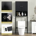 thumbnail image 5 of Giantex Over The Toilet Storage Cabinet, Freestanding Above Toilet Rack w/Adjustable Shelf & Bottom Bar, Black, 5 of 9