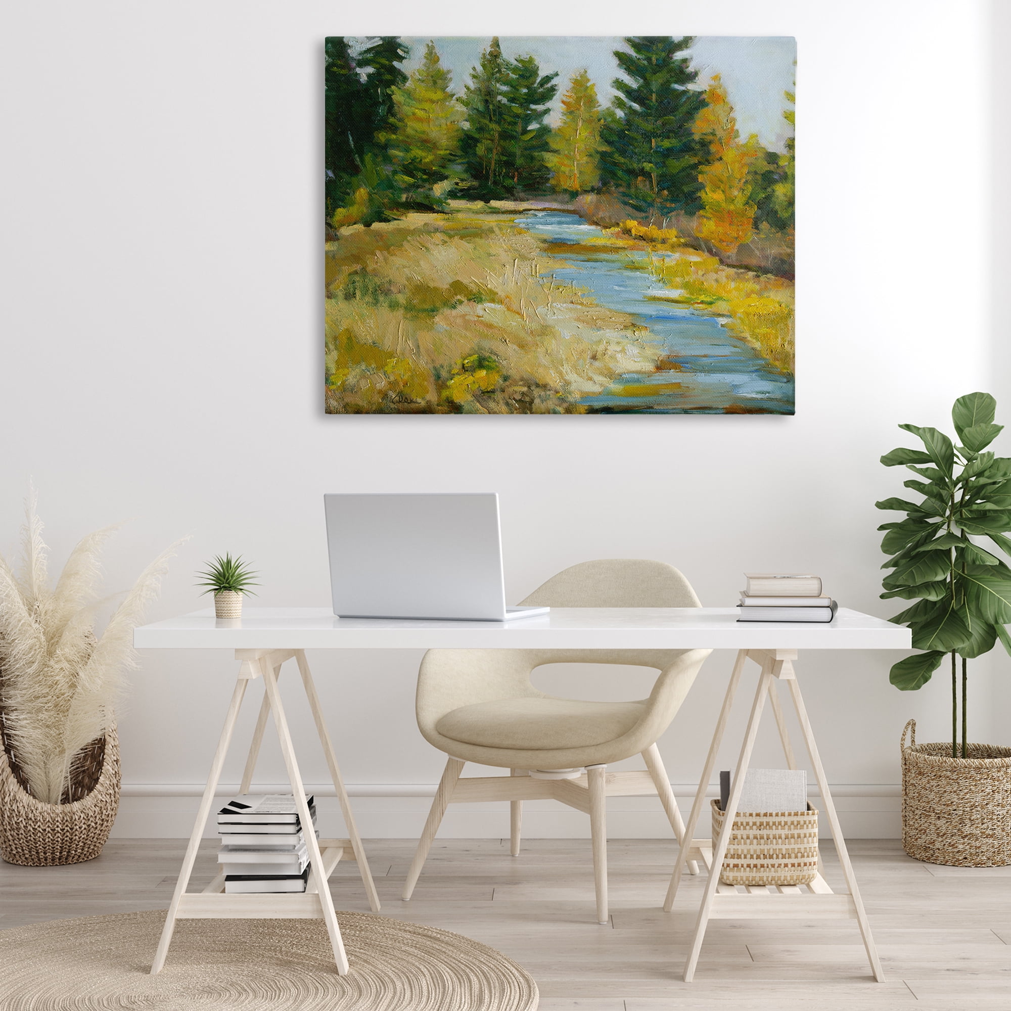 Stupell Industries A Fine Creekside Landscape Landscape & Nature Painting Wrapped Canvas Art Print Wall Art, 48 x 36