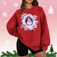 thumbnail image 2 of Feancey Merry Christmas Sweatshirt Women Novelty Gnome Printed Pullover Tops Drop Shoulder Long Sleeve Crewneck Sweatshirts Fashion Gift Ideas Wine XL, 2 of 6