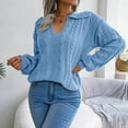 thumbnail image 2 of Women's Sweaters, Prime Wardrobe Clothing Cardigans Lightweight Winter Fashion 2022 Women's Autumn And Casual Sexy V-Neck Lantern Sleeve Knitted Sweater Casual Lantern Sweater (M, Blue) TBKOMH, 2 of 5