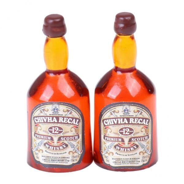 Accesorios de modelo de Comida en miniatura 2 Botellas de vino CUTICAT