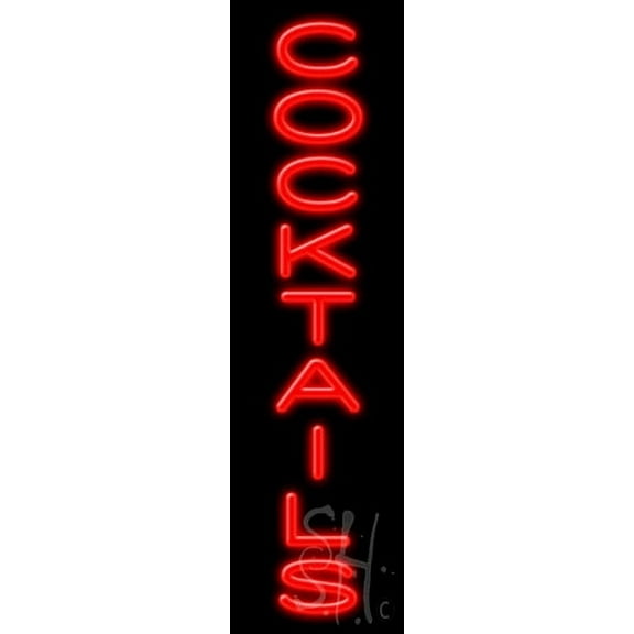 Cocktails LED Neon Sign 29" Tall x 8" Wide, Clear Edge Cut Acrylic Backing, with Dimmer - Bright and Premium built indoor LED Neon Sign for Bar decor.