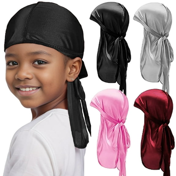 Airvexalon Silky, Premium, Deluxe Du-rag for kids Waves, 4 Pack