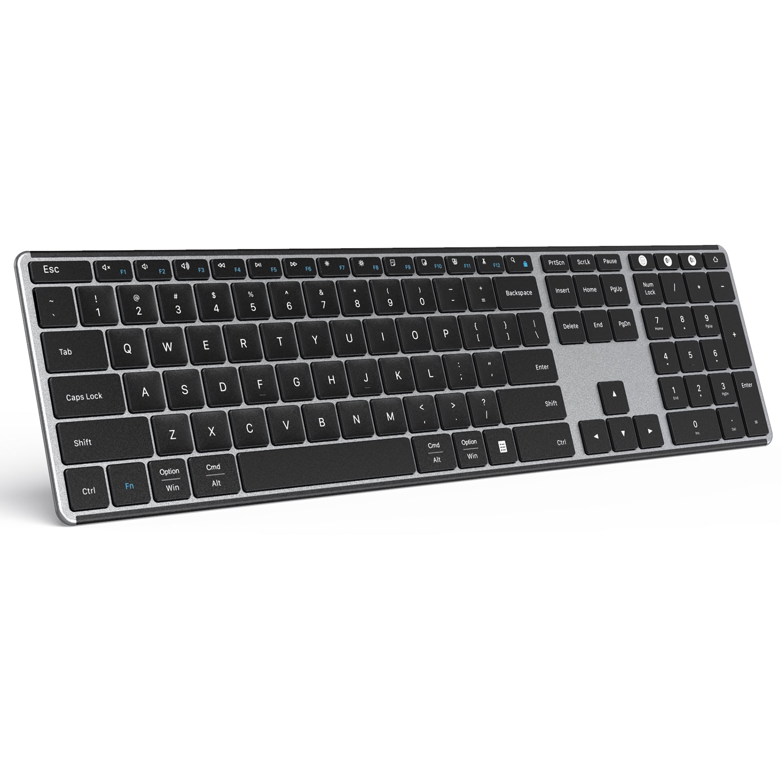 Wireless Illuminated Rechargeable Keyboard with Number Pad Connect Up to 4 Devices Compatible Mac Android iOS Windows seenda Multi-Device Bluetooth Backlit Keyboard for Tablet Phone Computer 