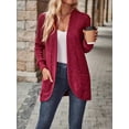 thumbnail image 3 of Women'S Long Cardigan, Autumn and Winter Long Sleeve Front Open Sweater with Pockets Wine Red XL, 3 of 7