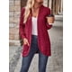thumbnail image 5 of Cárdigan para Mujer, Suéter de Larga con Abertura Frontal y Bolsillos para Otoño e Invierno. Vino Tinto XL, 5 of 9