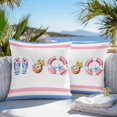 thumbnail image 5 of Swimming Ring Outdoor Pillow Covers Set of 2 Summer Slippers Coconut Starfish Stripes Waterproof Throw Pillow Case Decorative Square Cushion Cover for Patio Couch Garden Balcony, 20"x20", 5 of 9