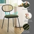 thumbnail image 6 of LIZHOUMIL Set of 2 Velvet Dining Chairs with Rattan Back, Black/Green, Metal Legs, 6 of 8