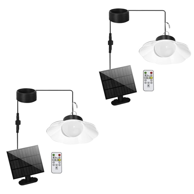 Lámpara Luces colgantes solares con luz de cobertizo solar remota para patio de garaje (2 piezas) JShteea Para estrenar