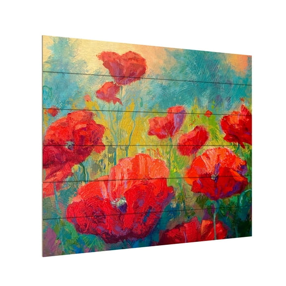 Marion Rose 'Field of Poppies' Wood Slat Art